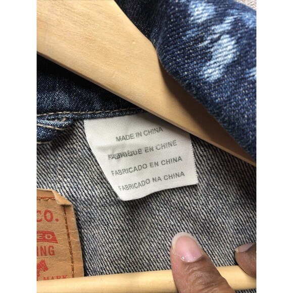 Levi Denim Sleeveless Vest Jacket Size XXL Bleached Stained Factory Destroyed - Picture 5 of 15